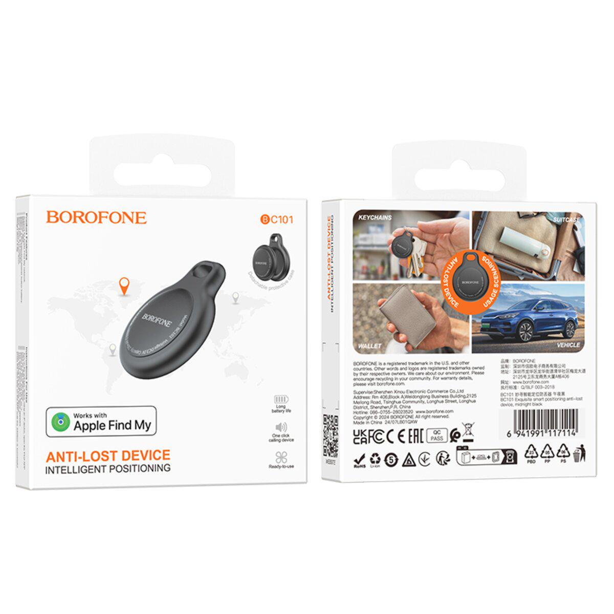 Трекер Borofone BC101 Exquisite smart positioning anti-lost device 230 mAh Black (6941991117114) - фото 4 Трекер Borofone BC101 Exquisite smart positioning anti-lost device 230 mAh Black (6941991117114) - фото 4