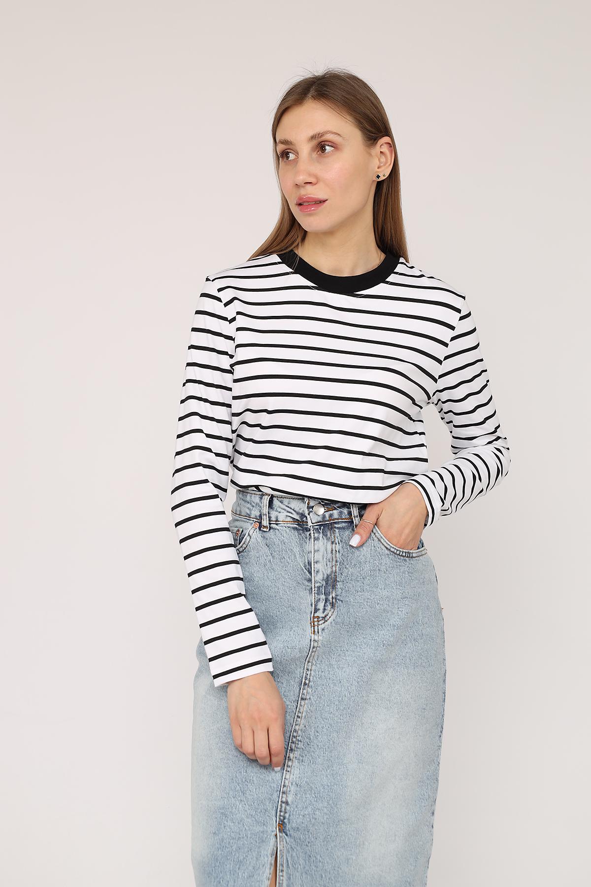 Футболка з довгим рукавом жіноча ЦБ-00270232 р. 46 Білий (SKT001045817)