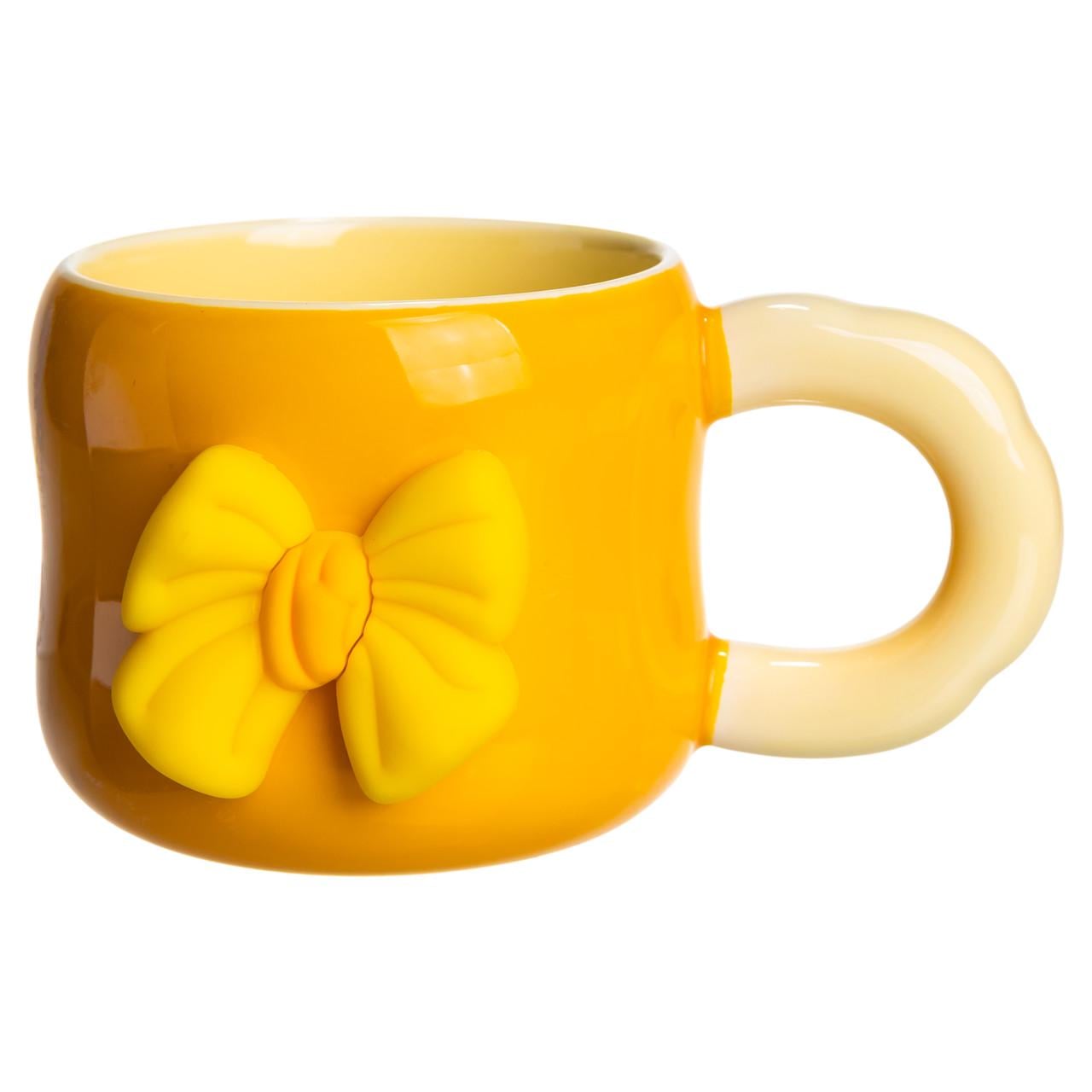 Чашка фарфоровая Lighthouse Бант LG-30198 OR + BEG 400 мл на магните Желтый/Бежевый (124489)