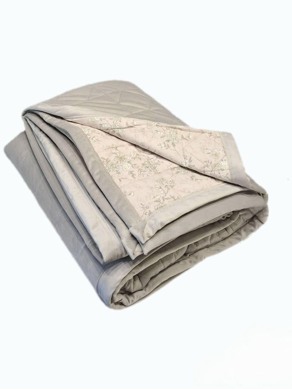 Плед-покрывало велюровое Malloory Home стеганое 200x230 см Светло-серый (2338)