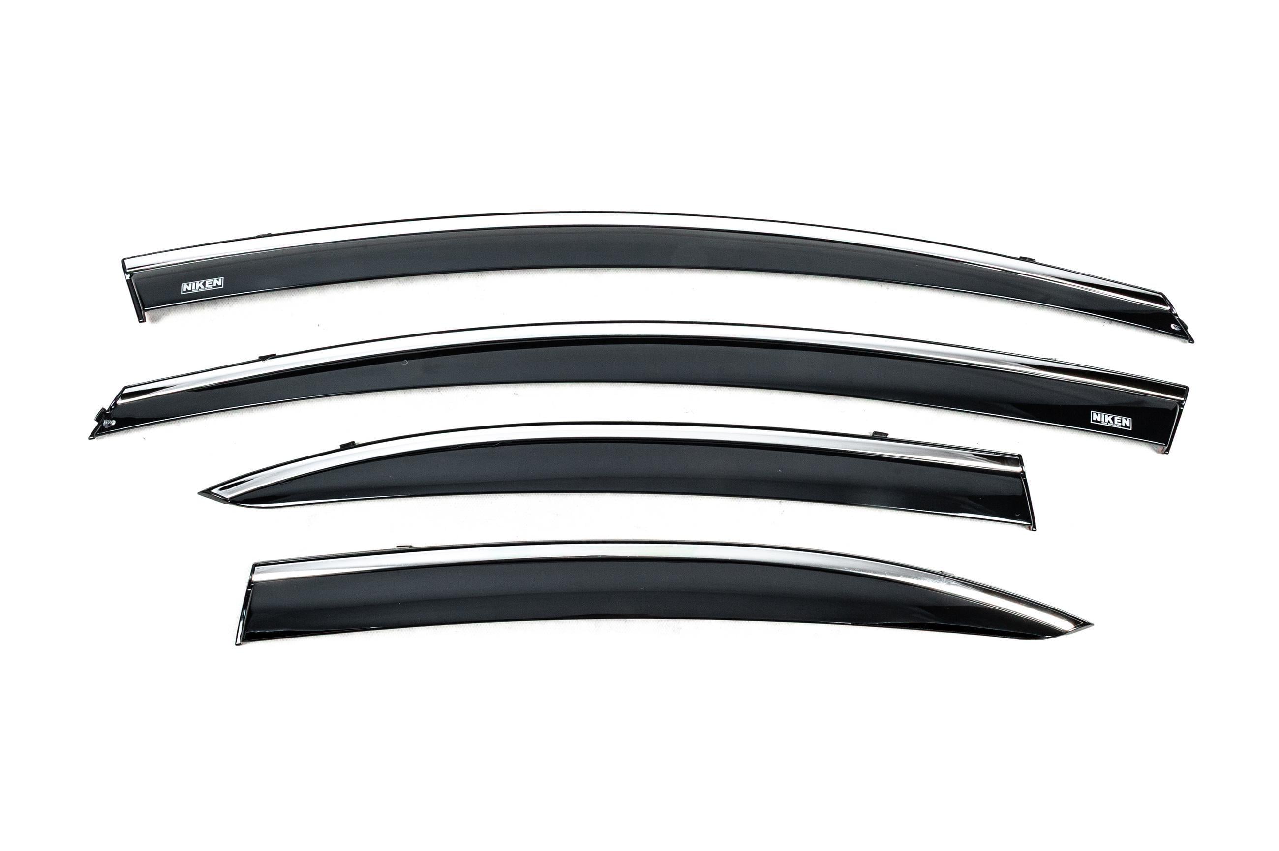Ветровики с хромированным молдингом Niken для Honda Civic Sedan VIII 2006-2011 гг. поликарбонат 4 шт. Черный (183135) Ветровики с хромированным молдингом Niken для Honda Civic Sedan VIII 2006-2011 гг. поликарбонат 4 шт. Черный (183135)