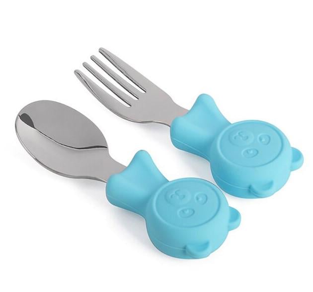 Набор детского фраже вилка/ложка силикон 9,5х3 см 2 пр. (AN012698) - фото 1