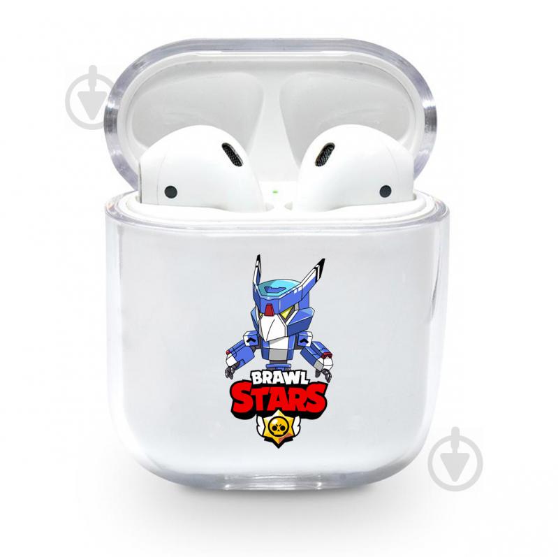 Прозрачный силиконовый чехол Apple AirPods с рисунком - Crow Mecha / Brawls Stars (KAP1107)