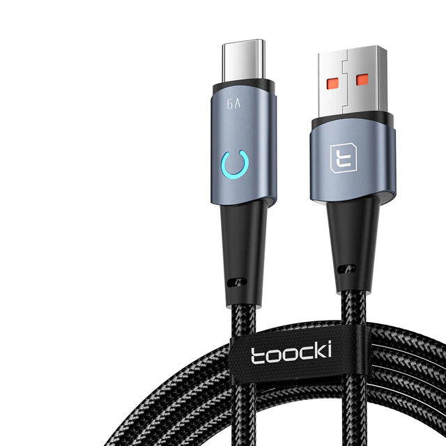 Кабель Toocki 66w 6a USB-A-Type C 1 м Черно-серый (TQ-X02AC1GREY66)