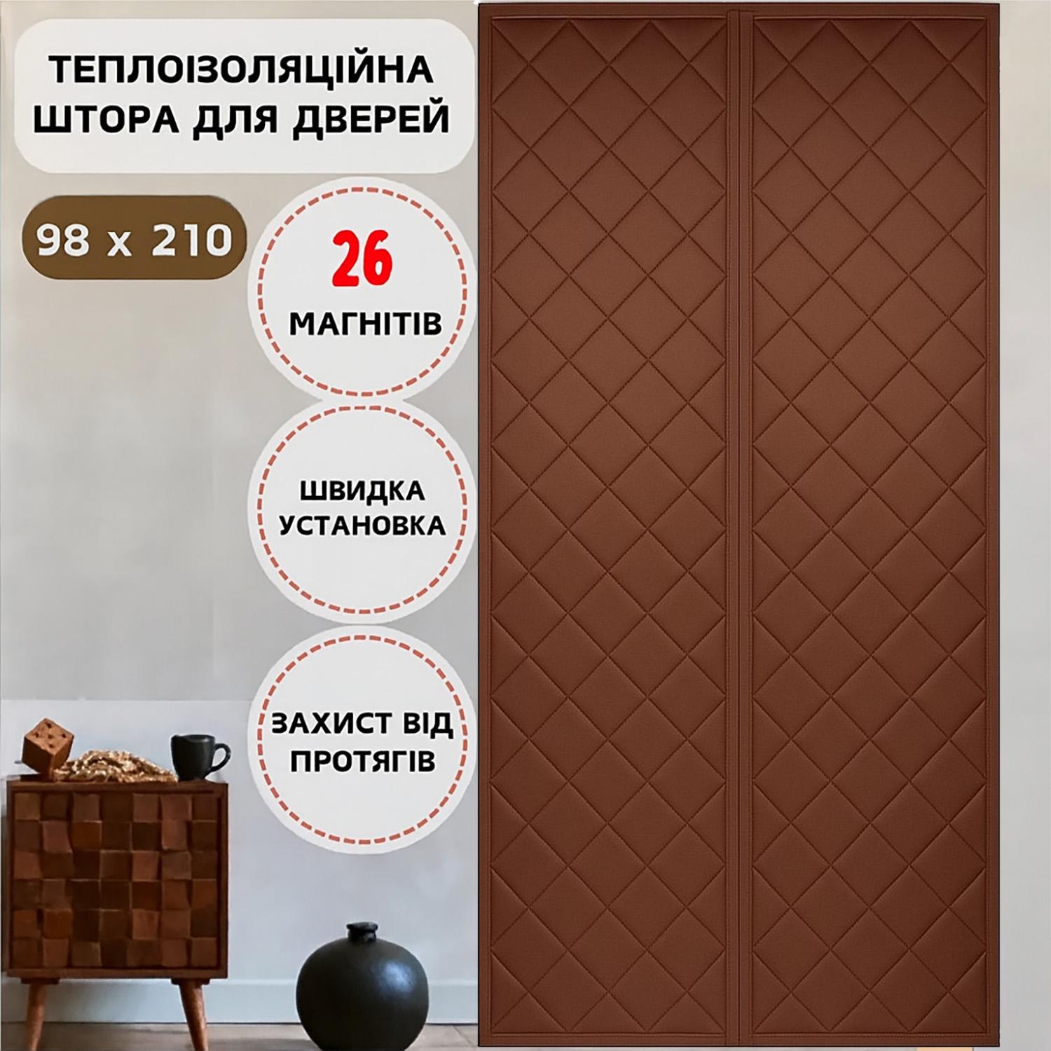 Штори теплоізоляційні для вхідних дверей на магнітах 90х210 см Коричневий (29425508) - фото 7 Штори теплоізоляційні для вхідних дверей на магнітах 90х210 см Коричневий (29425508) - фото 7