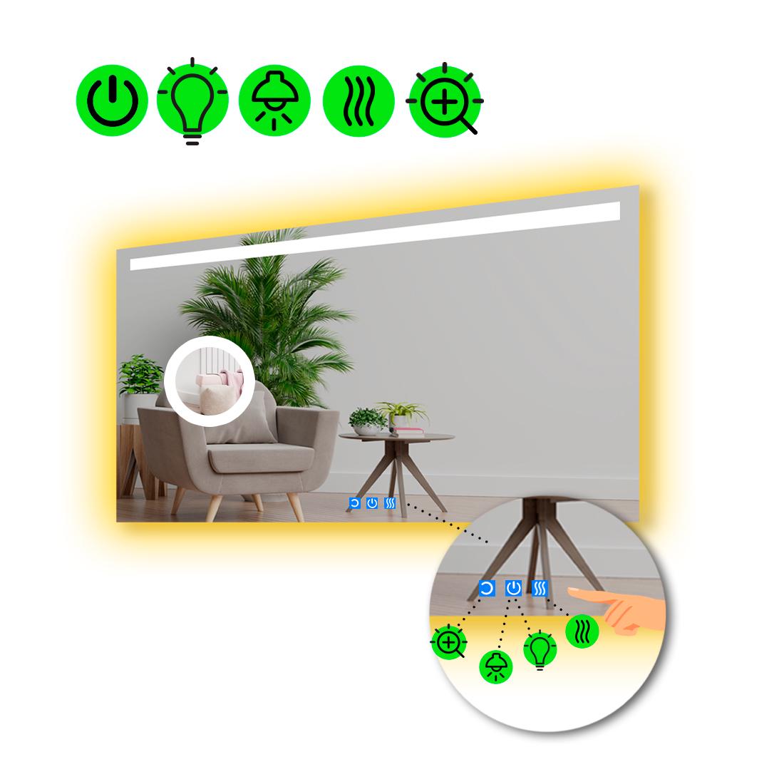 Зеркало с LED подсветкой Benita с подогревом и линзой с подсветкой 100x60 см (8776190)