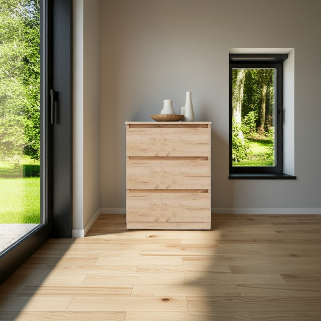 Комод MEBEX на 3 ящика 60х40х77,4 см Дуб Крафт (VM3B600DC) - фото 4 Комод MEBEX на 3 ящика 60х40х77,4 см Дуб Крафт (VM3B600DC) - фото 4