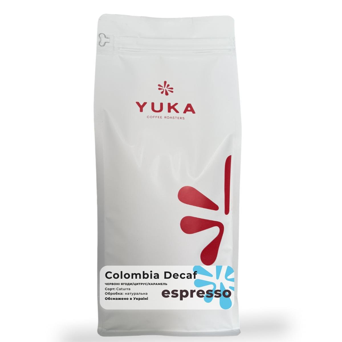 Кава в зернах Yuka Coffee Roastery Huila Decaf Колумбія без кофеїну 1 кг (000047)