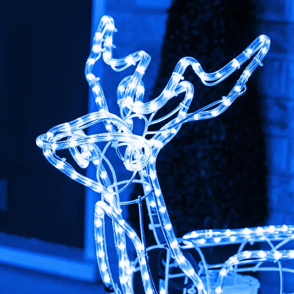 Декоративна світлодіодна фігура "Новорічний олень" висота 120 см 220 В з поворотом голови Синій - фото 8