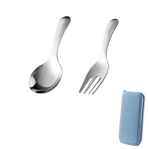 Набор детской посуды ложка/вилка/чехол столовый из нержавеющей стали Silver (44624)