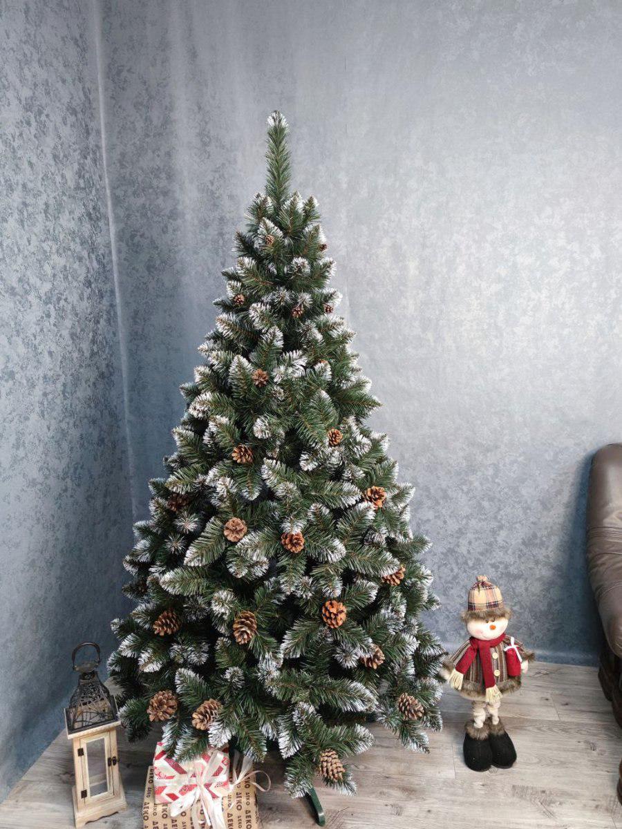 Штучна ялинка Лідія з ПВХ з шишками 2,00 м Зелений/Білий (NYT15217)