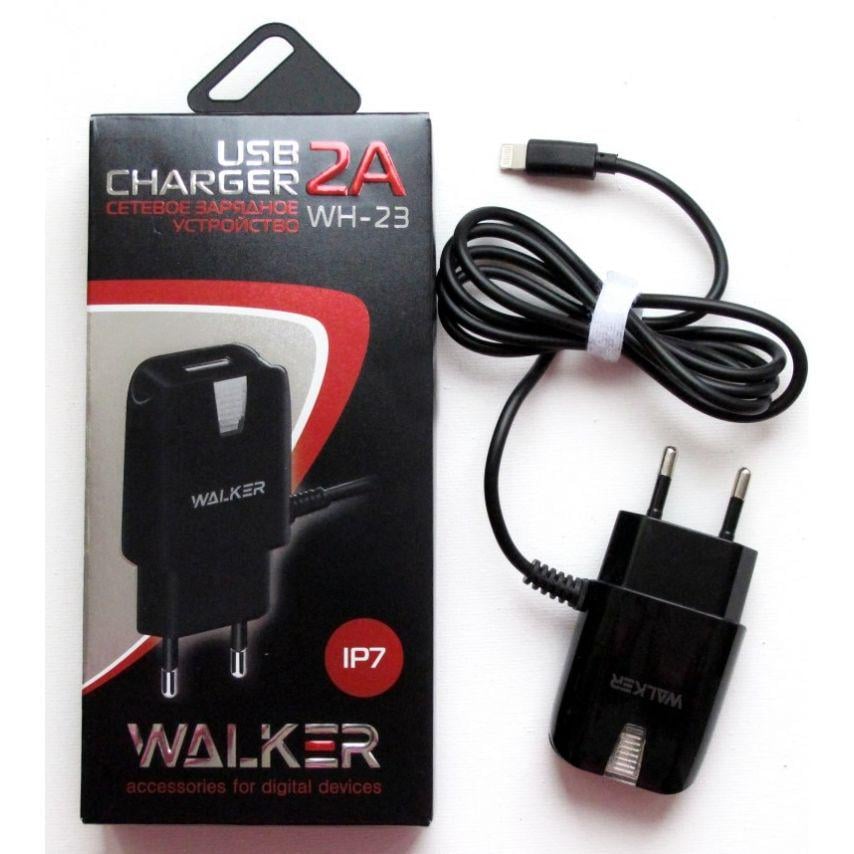 Сетевое зарядное устройство Walker WH-23 1xUSB 2A кабель Lightning Black - фото 2 Сетевое зарядное устройство Walker WH-23 1xUSB 2A кабель Lightning Black - фото 2