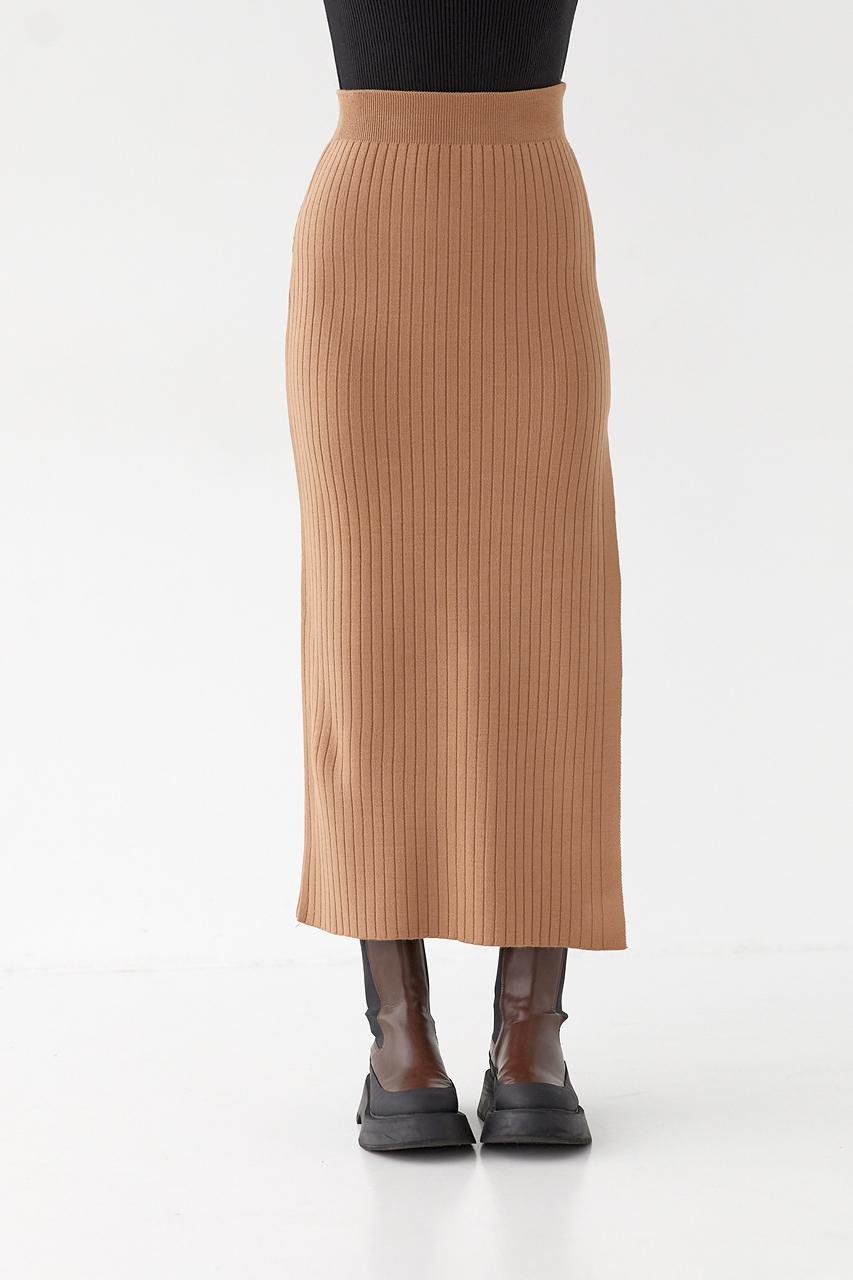 Юбка миди в рубчик M Коричневый (0199) - фото 6