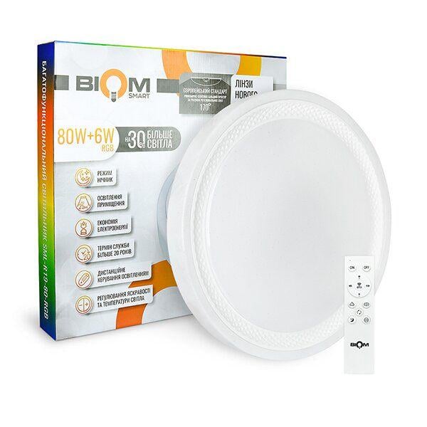 Світильник світлодіодний Biom SMART SML-R19-80-RGB 3000-6000K 80 Вт+16 Вт RGB д/к + APP (00-00016727)