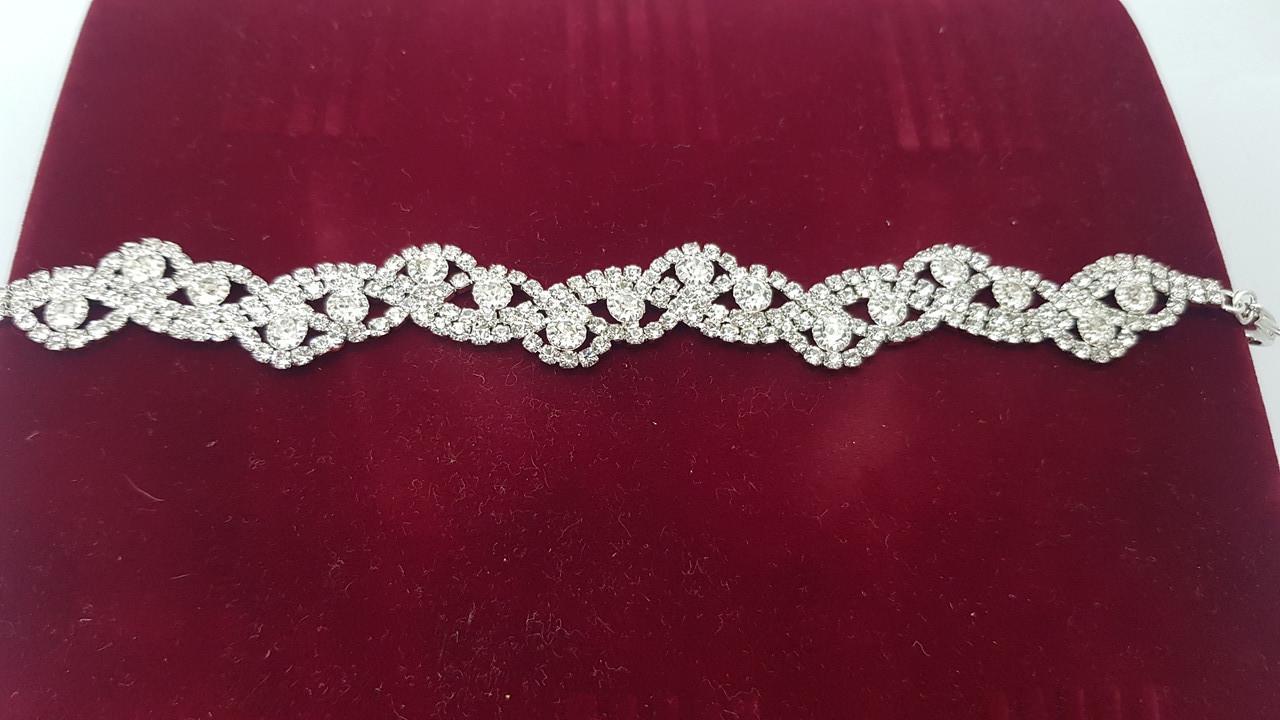 Браслет жіночий ажурний з каменями 20 мм Срібний (1832866861)