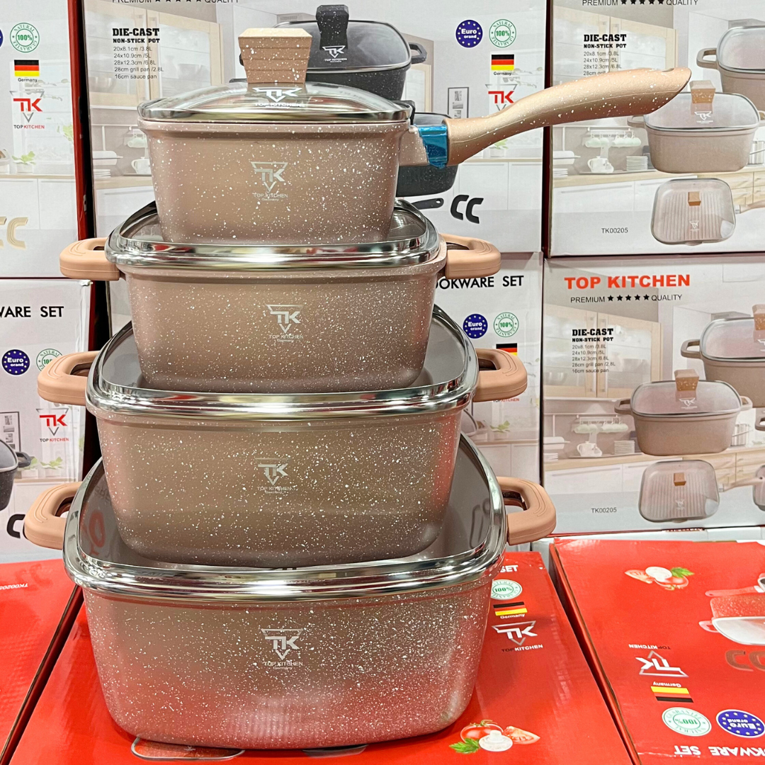 Набір посуду Top Kitchen TK-00205 з гранітним антипригарним покриттям 10 предметів Пудровий (2429436262) - фото 2