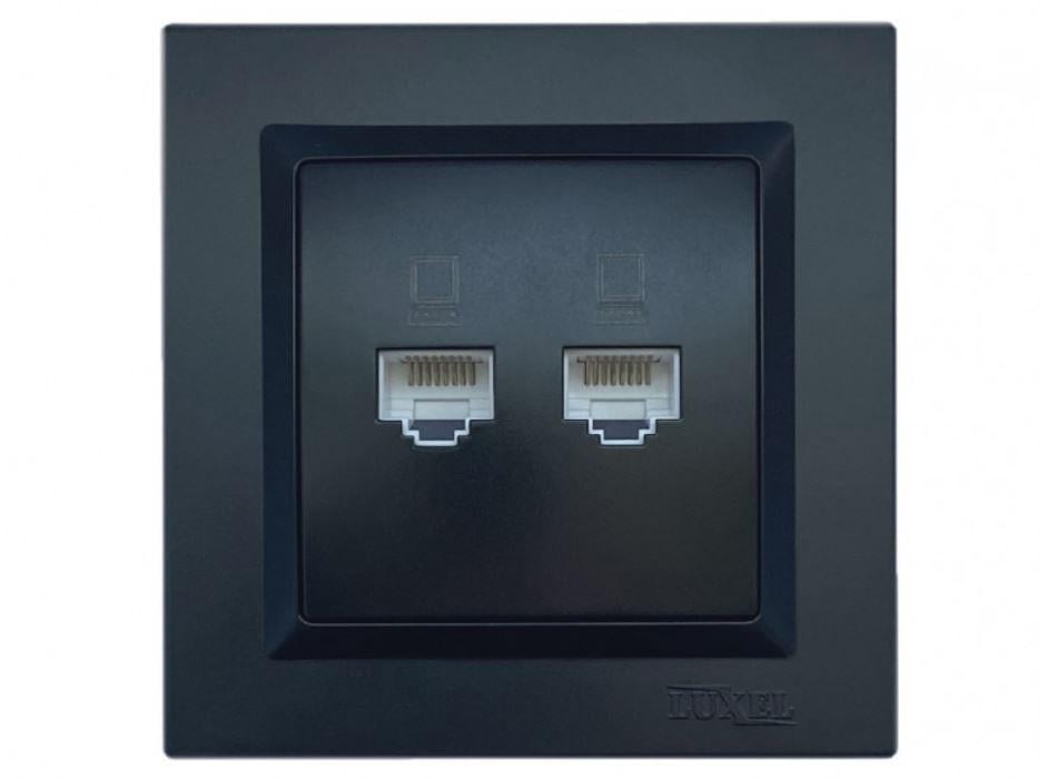 Розетка компьютерная Luxel Jazz двойная Черный (9128)