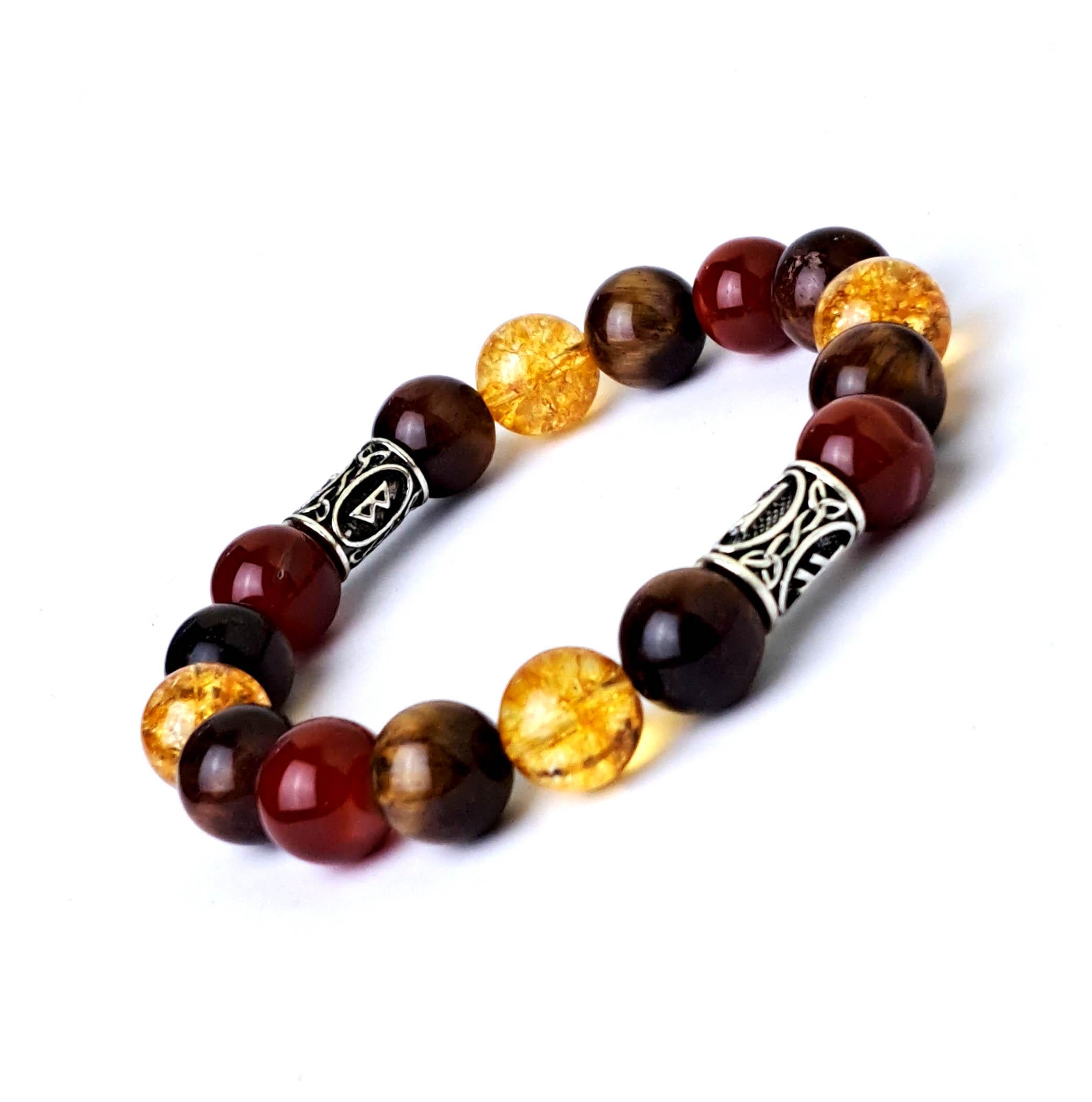 Браслет DARSANA Лев из натурального камня цитрин/сердолик/гранат/тигровый глаз (DRSU501980)