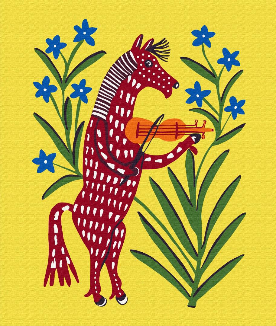 Картина по номерам Brushme Конек горбушек на скрипочке играет 50x60 см (BS53659L)