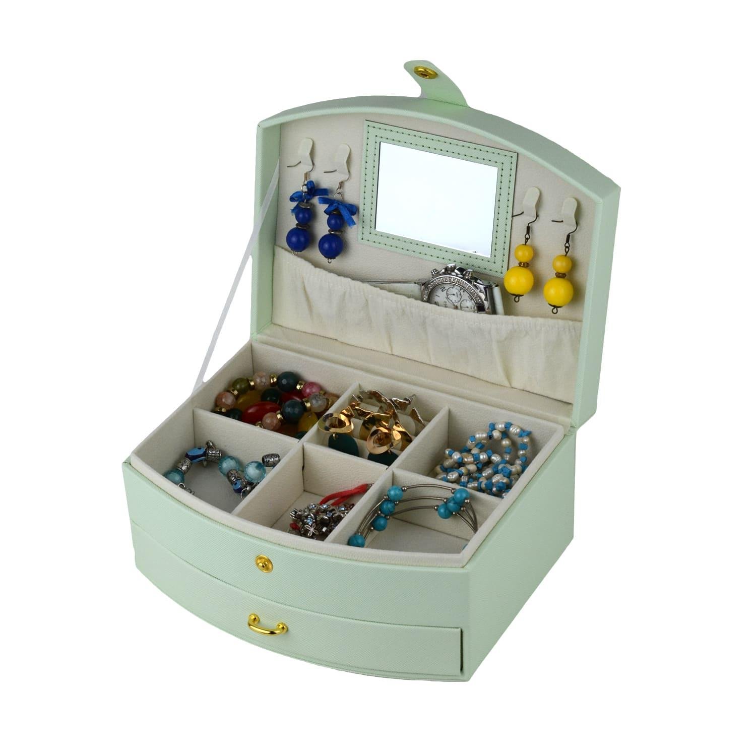 Шкатулка для украшений с зеркалом 20,5х15,5х10 см Зеленый (ШДД-23-2) - фото 2 Шкатулка для украшений с зеркалом 20,5х15,5х10 см Зеленый (ШДД-23-2) - фото 2