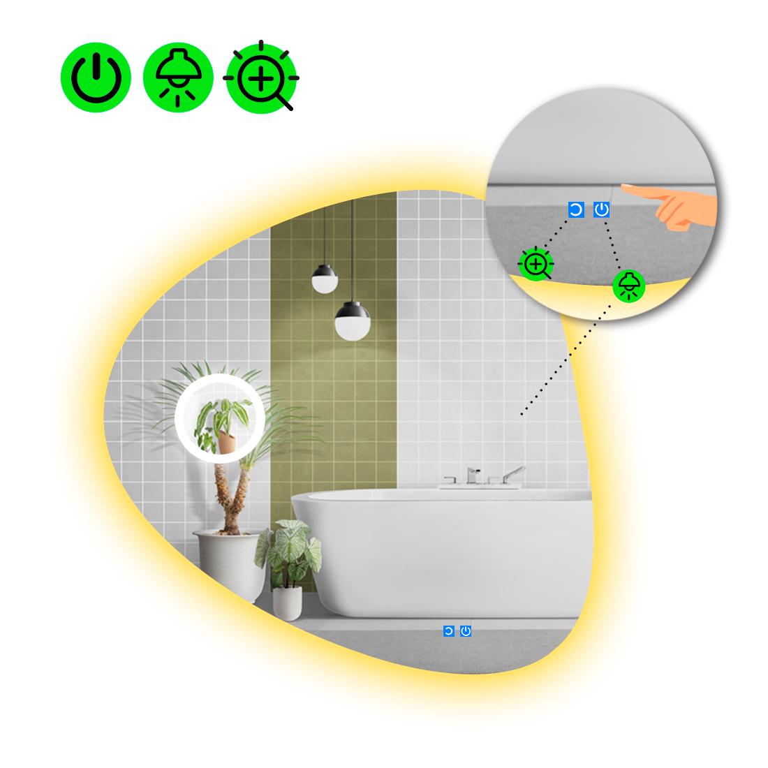Зеркало с LED подсветкой Nuvola 2 с двумя сенсорами120x120 см (8738267)