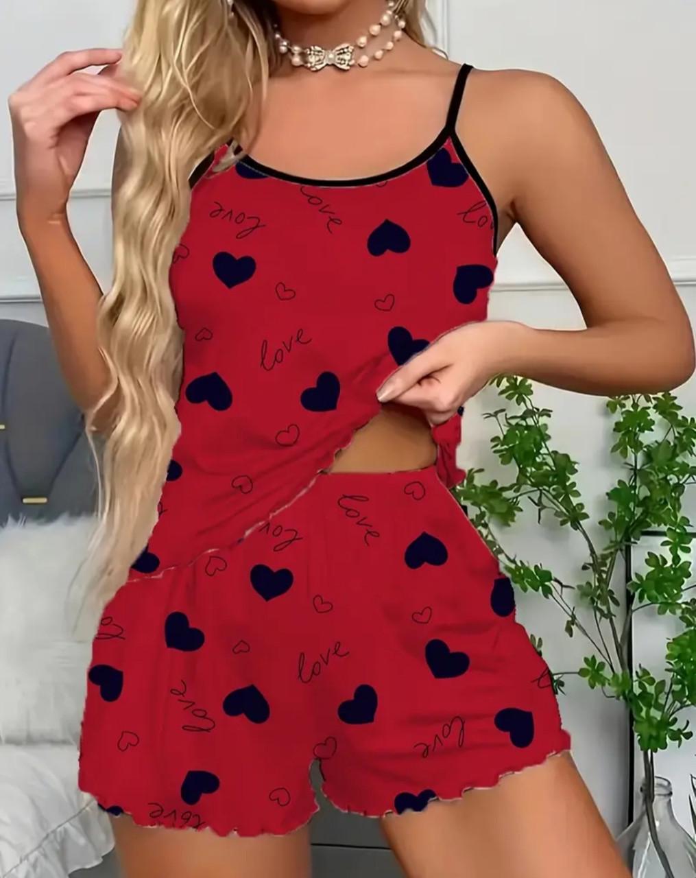 Женская пижама с шортами Love M Красный (2686486700) - фото 3 Женская пижама с шортами Love M Красный (2686486700) - фото 3