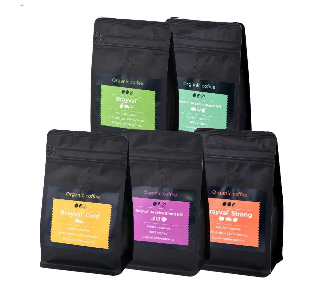 Набор дегустационный кофе Brayval-coffee 5 шт. 0,2 кг (7700055122)