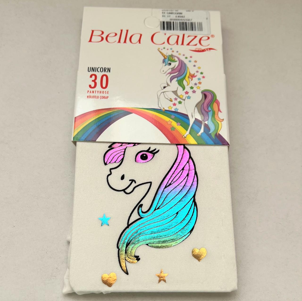 Колготки детские капроновые Bella Calze с блестящим единорогом 116-128 см Молочный (32408158)