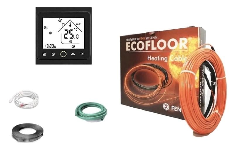Нагревательный кабель двухжильный Fenix ​​ADSV 18 1000 Вт 57,5 м 5,7-7,3 м2 с черным Wi-Fi терморегулятором