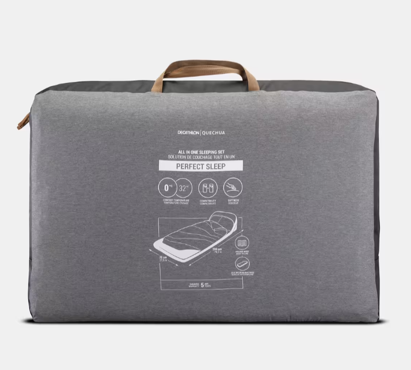 Мішок спальнийQuechua для кемпінгу 2в1 200x70х8 см Сірий - фото 4