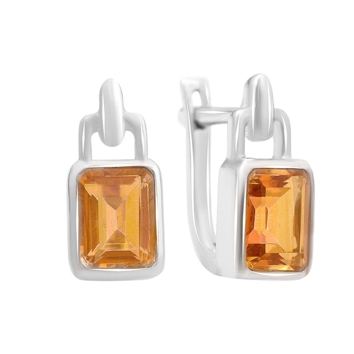 Сережки срібні з натуральним золотим кварцом Сережки срібні з натуральним золотим кварцом