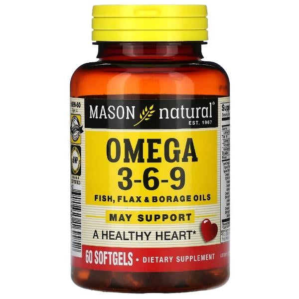 Омега 3-6-9 Mason Natural Omega 3-6-9 1200мг Fish Flax & Borage Oils 60 капс. (000021435) Омега 3-6-9 Mason Natural Omega 3-6-9 1200мг Fish Flax & Borage Oils 60 капс. (000021435)