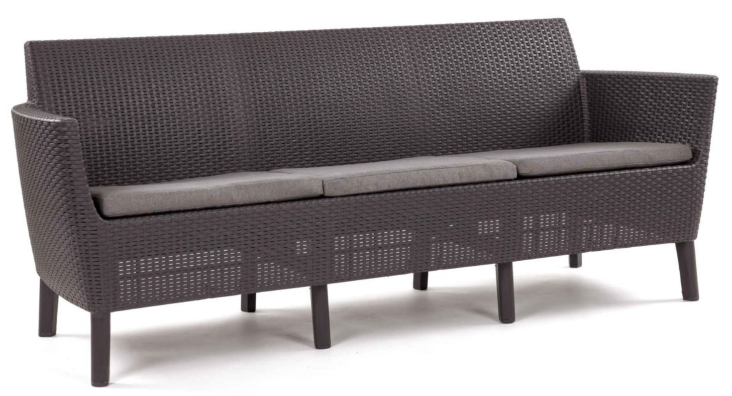 Садовый диван трехместный Keter Salemo 3-seater sofa Коричневый (258963)
