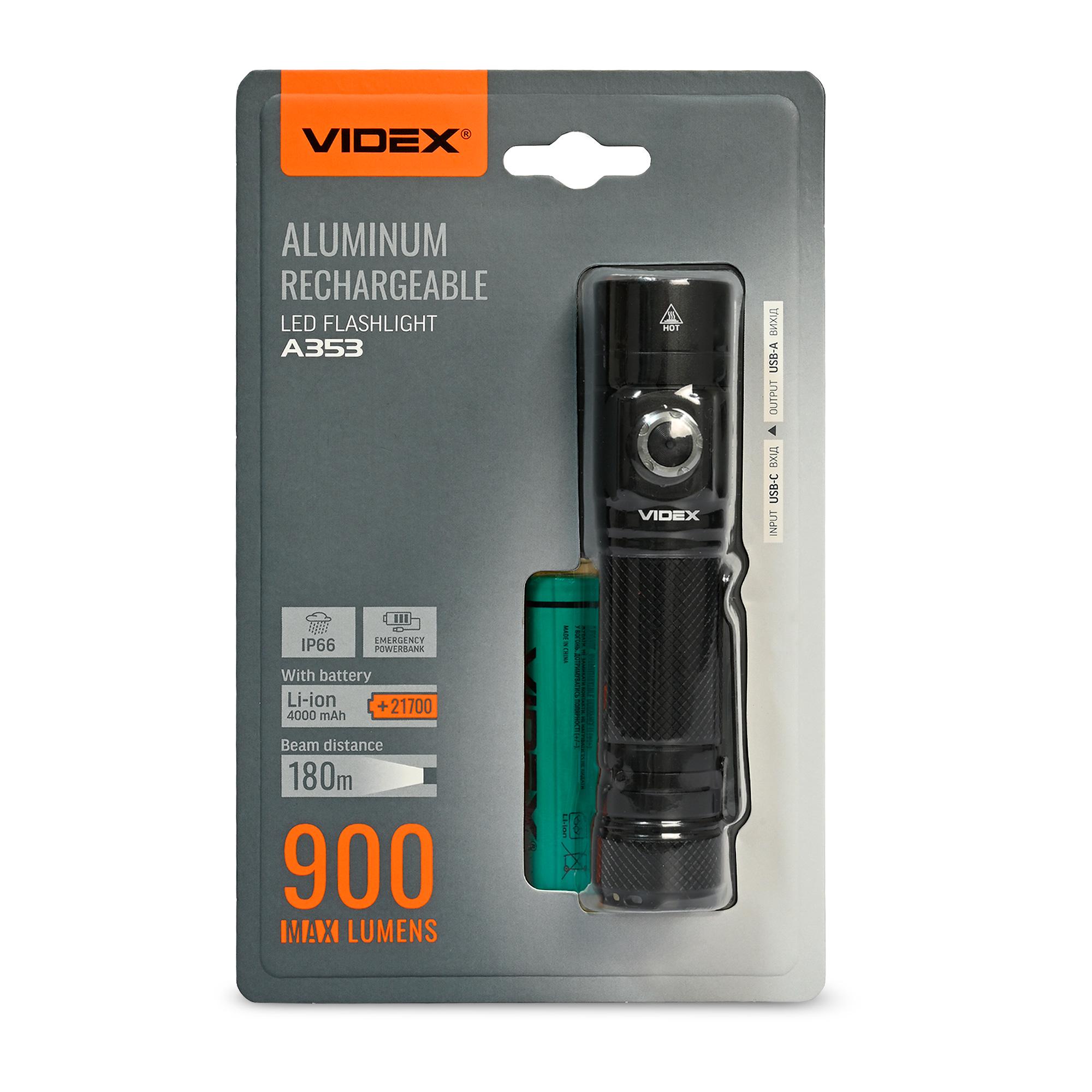 Ліхтар світлодіодний Videx портативний A353 900 Lm 5000K (24638687)