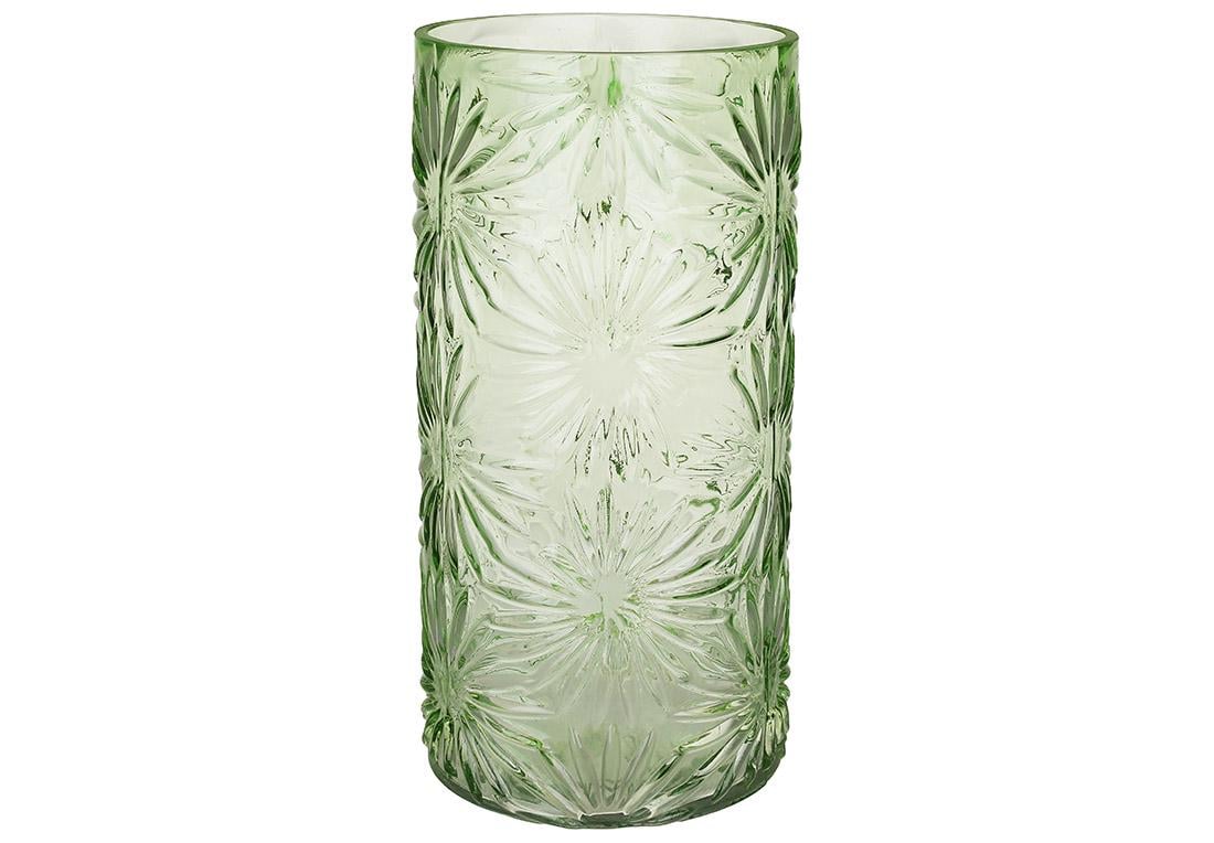 Ваза скляна BonaDi з фактурним малюнком Ромашки Зелений (591-421) - фото 1 Ваза скляна BonaDi з фактурним малюнком Ромашки Зелений (591-421) - фото 1