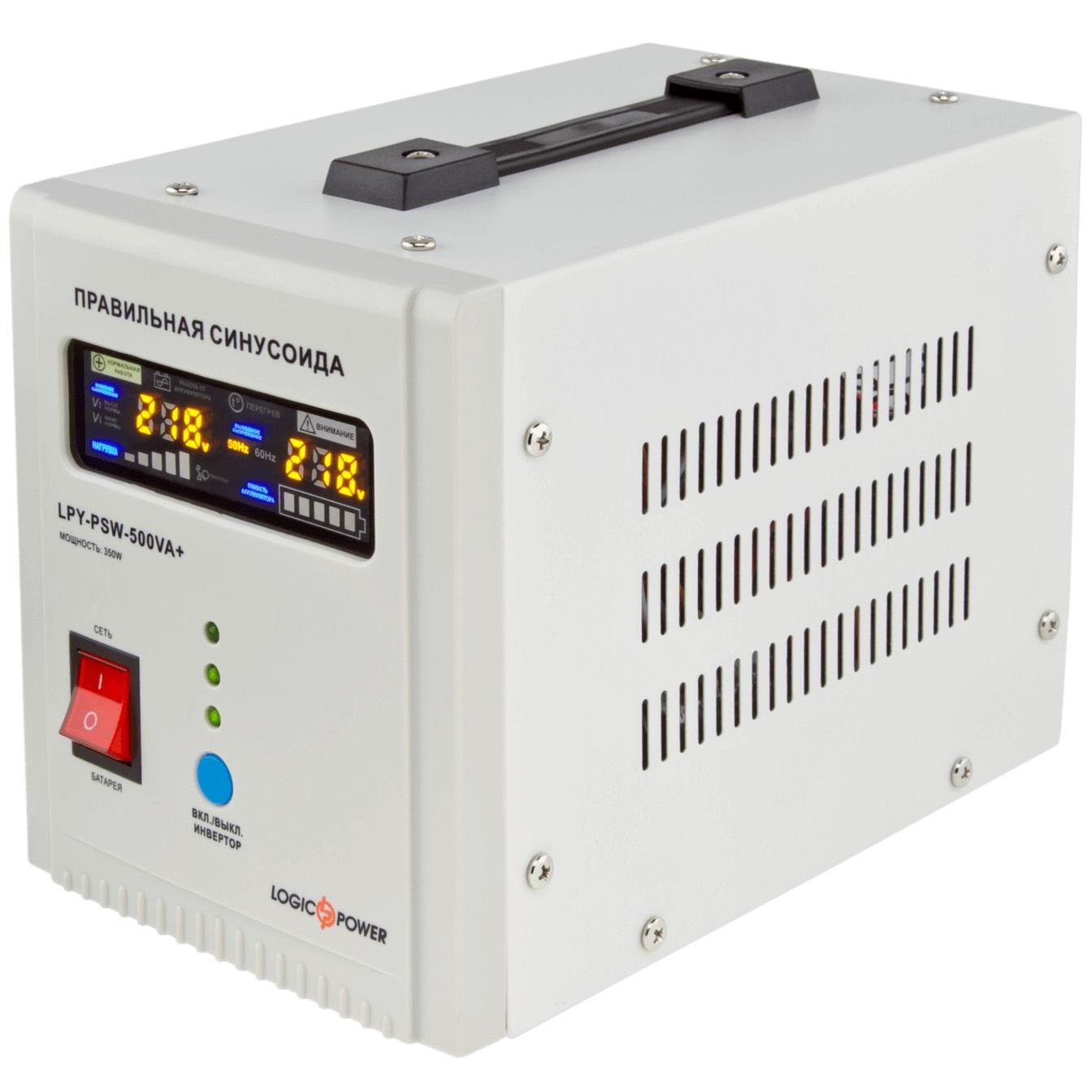 Джерело безперебійного електроживлення LogicPower LPYPSW-500VA Lin.int. AVR 2євро LCD 12V під зовнішній АКБ заряд 5/10А (57409)