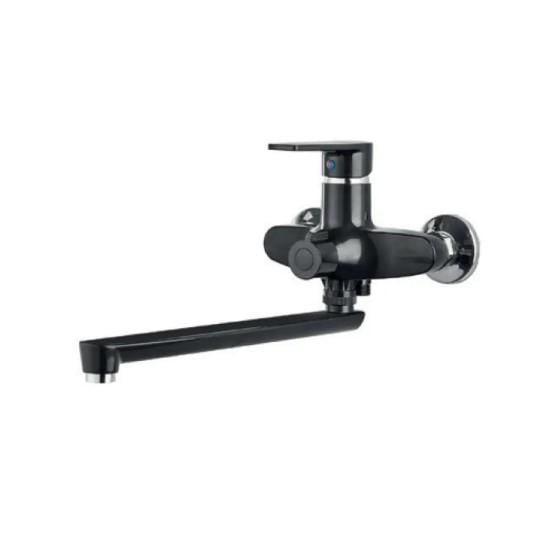 Смеситель для ванны PLAMIX OSCAR-006 EURO SET со шлангом/лейкой и кронштейном Black (MX1896)