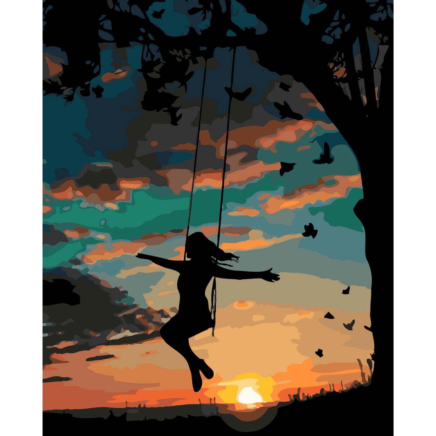 Картина по номерам Strateg Девушка на качелях вечером 40х50 см (SY6296)