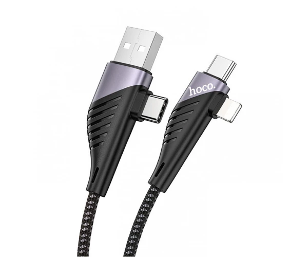 Кабель дата Hoco U95 4в1 USB/Type-C to Type-C/Lightning 5A 60W 120 см Black