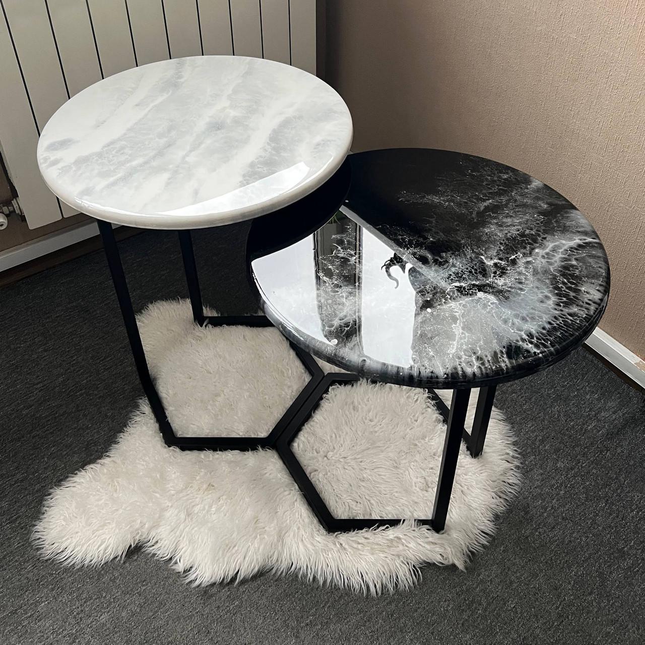 Комплект журнальних столиків з епоксидної смоли APOLLO-28 столики 80х80 см/90х90 см