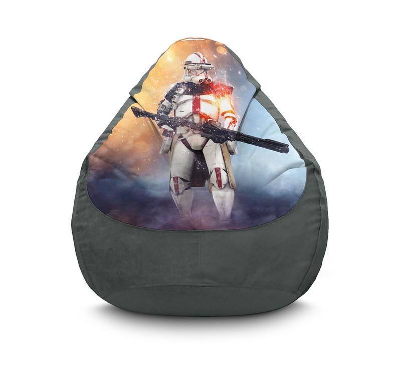 Крісло мішок iPuff Star Wars Stormtroopers 3 Флок XXXL 100х135 см Сірий