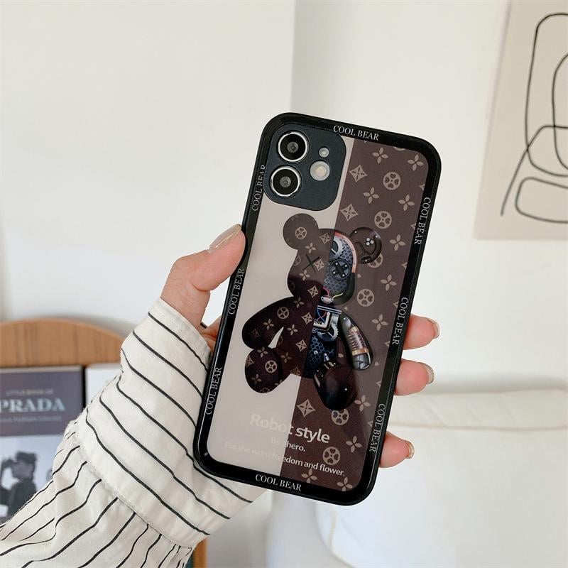 Стеклянный чехол для iPhone XR Bearbrick Kaws в стиле робота Коричневый