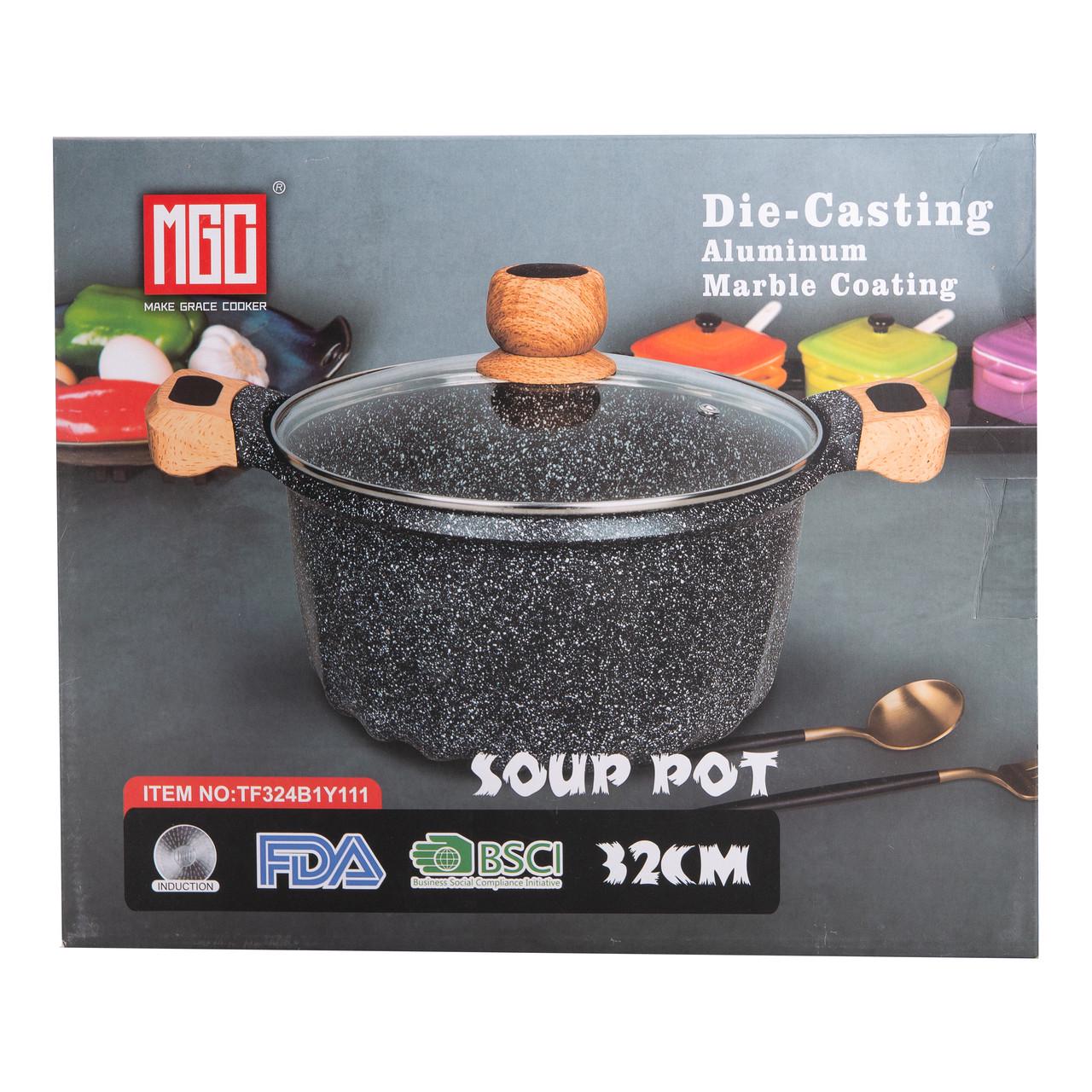 Кастрюля алюминиевая MGC с крышкой с антипригарным покрытием 32 см 11 л (5220) - фото 9 Кастрюля алюминиевая MGC с крышкой с антипригарным покрытием 32 см 11 л (5220) - фото 9