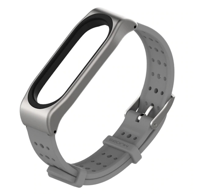 Силіконовий ремінець з перфорацією Primo Classic для фітнес-браслету Xiaomi Mi Band 5 Grey (1290252848)