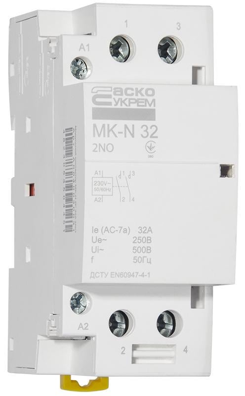 Контактор модульний АСКО MK-N 2P 32A 2NO (A0040030031) - фото 2 Контактор модульний АСКО MK-N 2P 32A 2NO (A0040030031) - фото 2