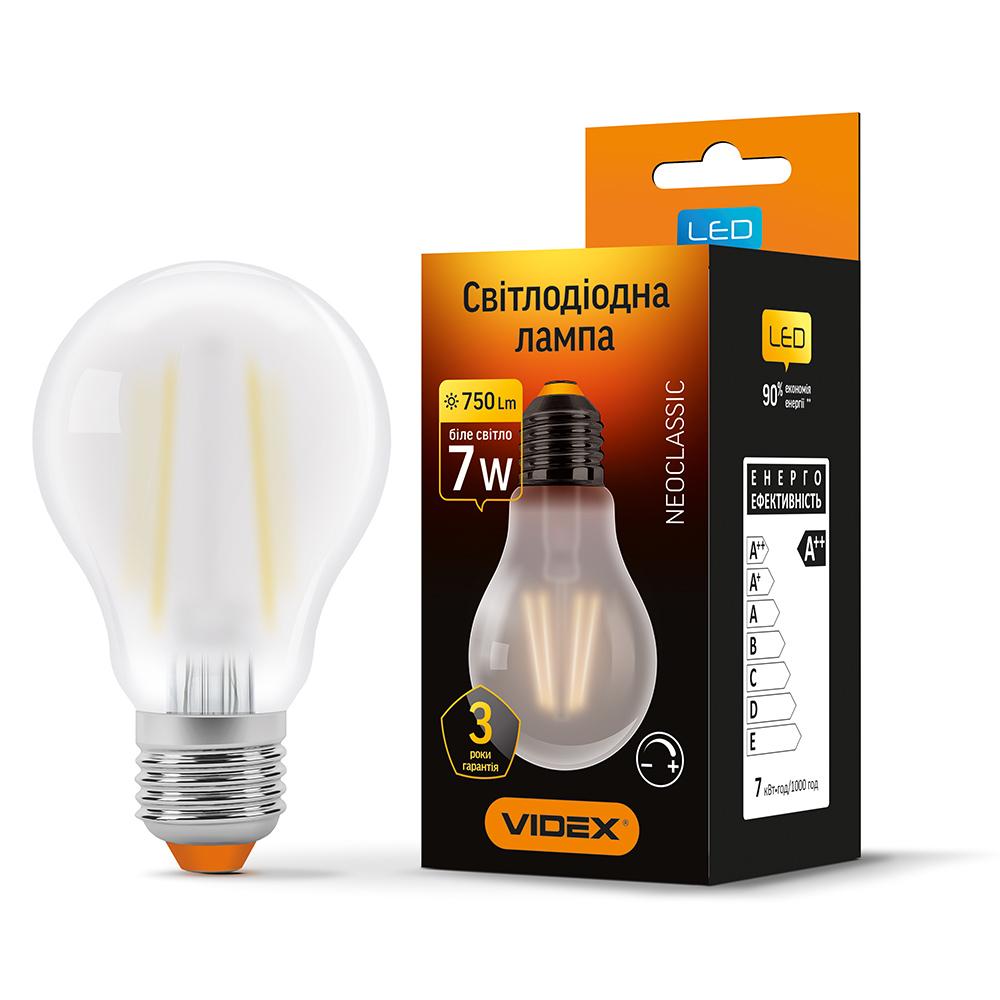 LED лампа VIDEX Filament VL-A60FMD-07274 A60FMD 7W E27 4100K диммерная (100721)