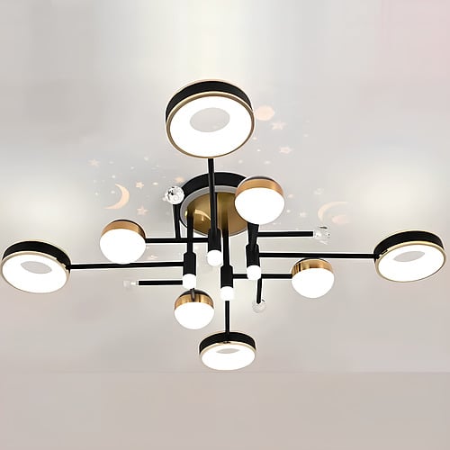 Люстра светодиодная Svet со звездной проекцией и пультом 84W+8W 3000К-6500К Черно-золотой (SY-16061/4+4+4 BK+CP)