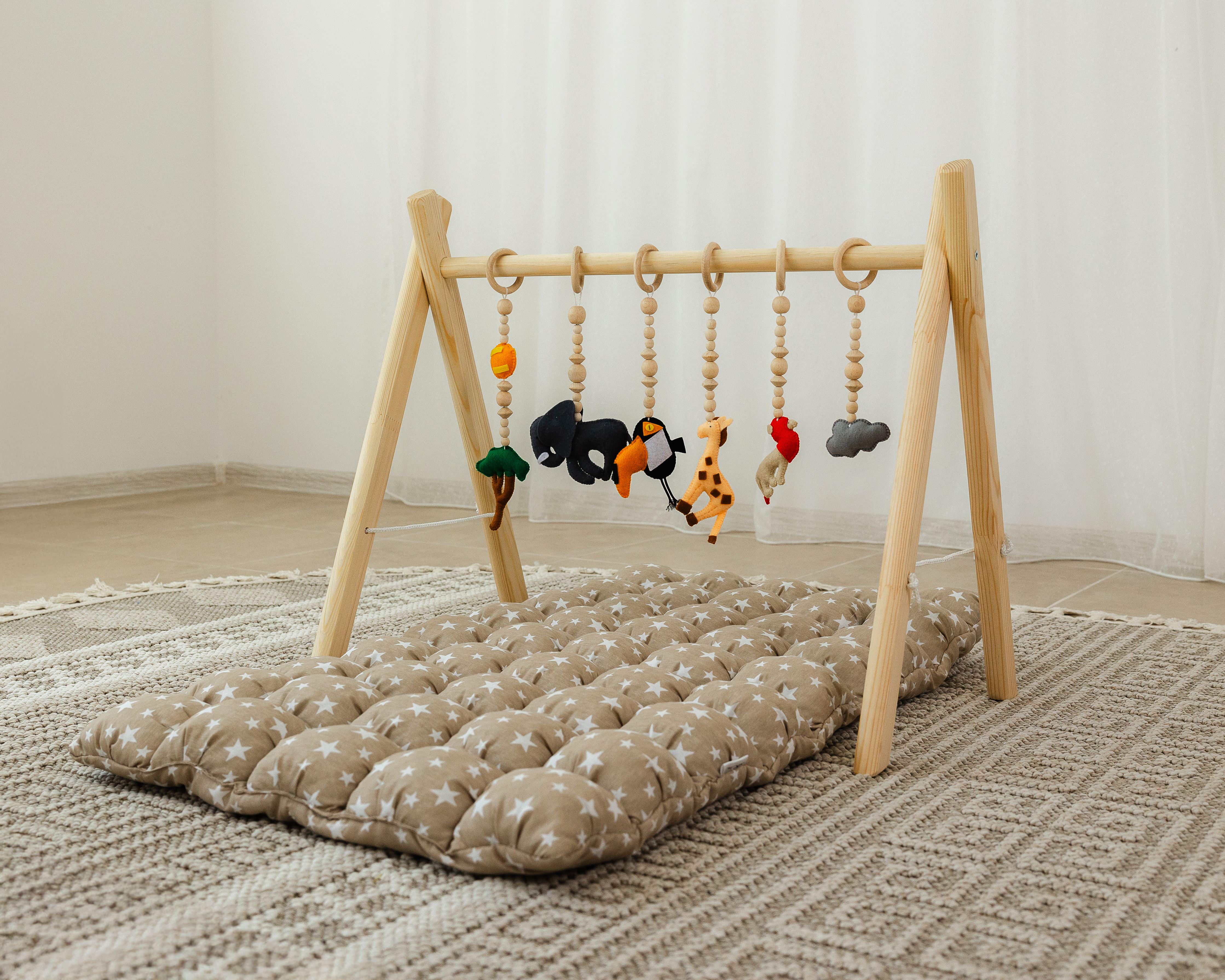 Мобиль деревянный Монтессори Сафари с матрасом Ловец снов (0002324)