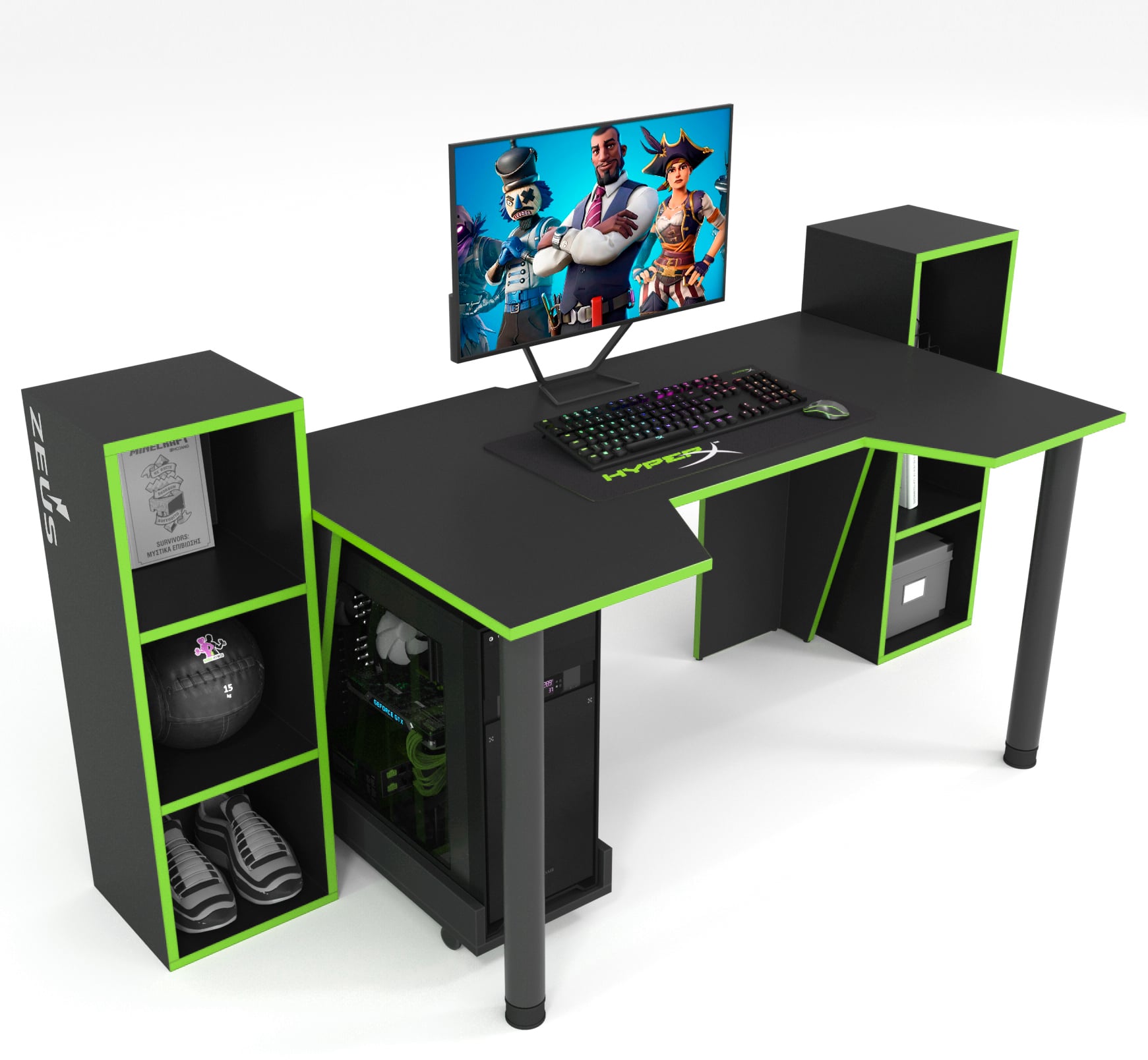 Компьютерный стол Zeus-Game GAMER-5 Черный/Лайм (659e7e6a4570a12ec74b87af)