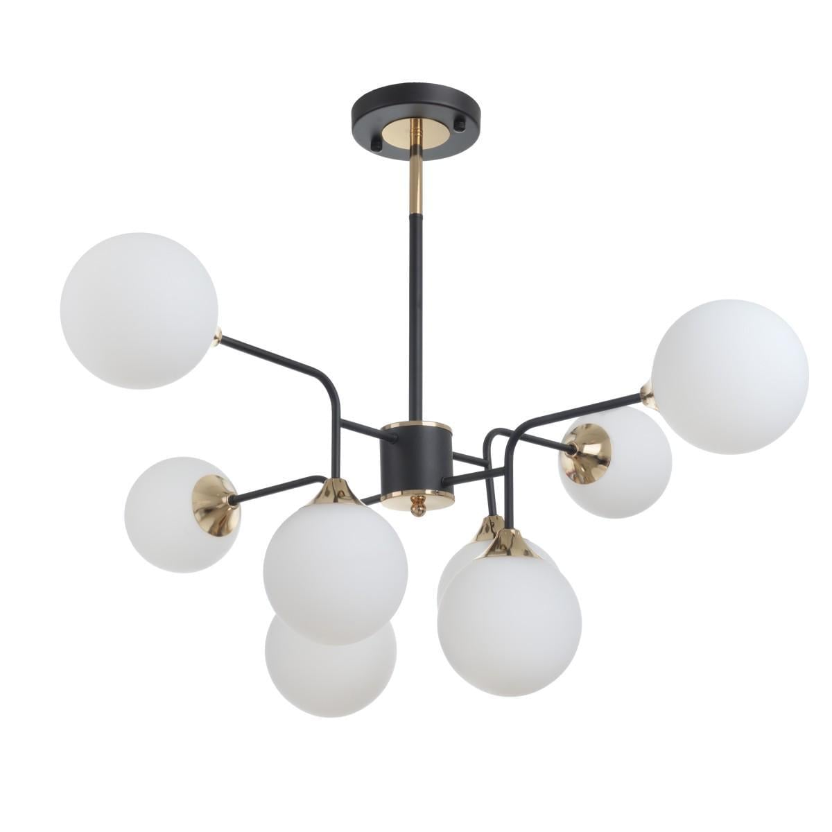 Люстра потолочная лофт молекула Brille BL-921S/8 E27 BK/G на 8 плафонов